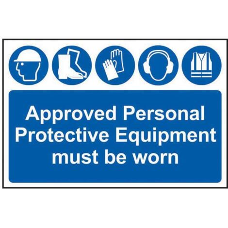 Scan 4020 Approved PPE Must Be Worn - PVC Safety Sign 600 x 400mm SCA4020