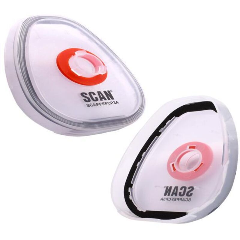 Scan AD7501 Twin Half Mask P3 Particle Filter Cartridge Adaptor Pack of 2
