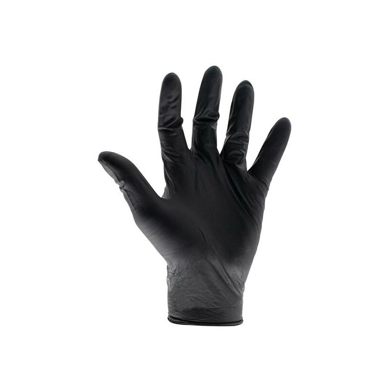 KG-1101 Black Heavy-Duty Nitrile Disposable Gloves Large Box of 100 - Scan