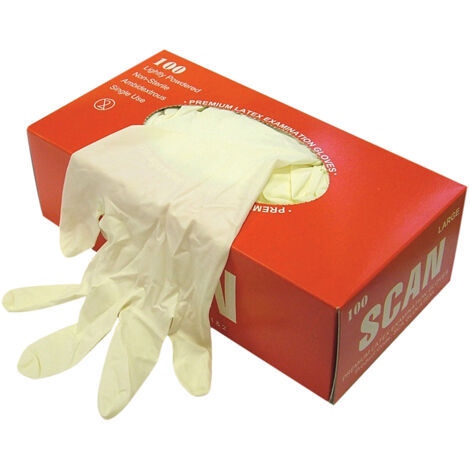 Scan Latex Examination Gloves - Medium