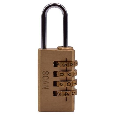 Scan NL1124 Brass Combination Padlock 20mm SCAPLB20COM