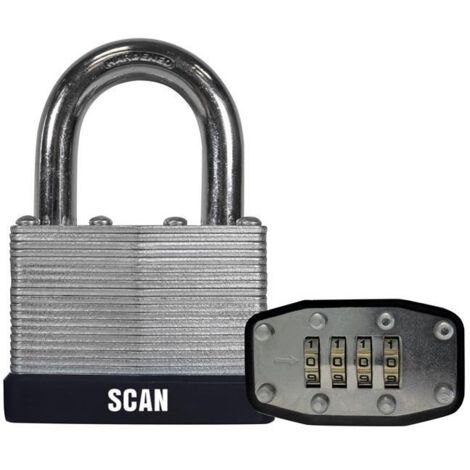 Scan QC0450 Laminated Steel Combination Padlock 50mm SCAPLLAM50C