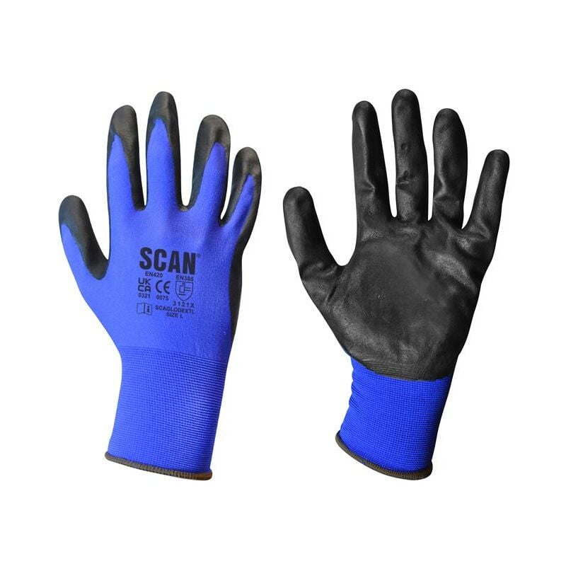 Scan N550118 Max. Dexterity Nitrile Gloves - Large Size 9 SCAGLODEXTL