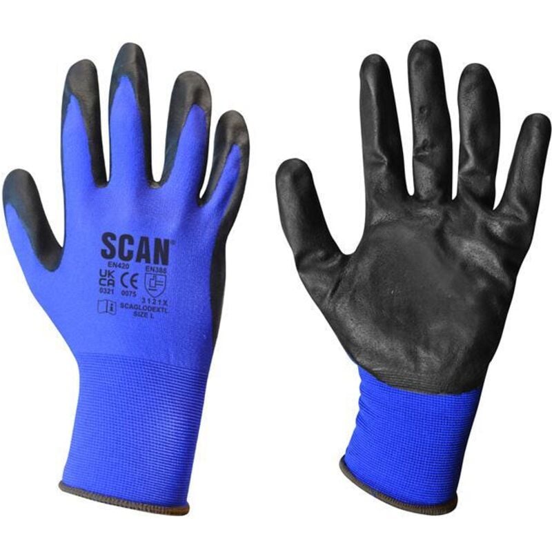 Scan Max Dexterity Nitrile Gloves - Large (Size 9)