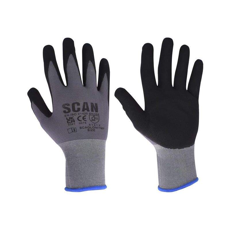 Breathable Microfoam Nitrile Gloves - m (Size 8) scaglonitmfm - Scan