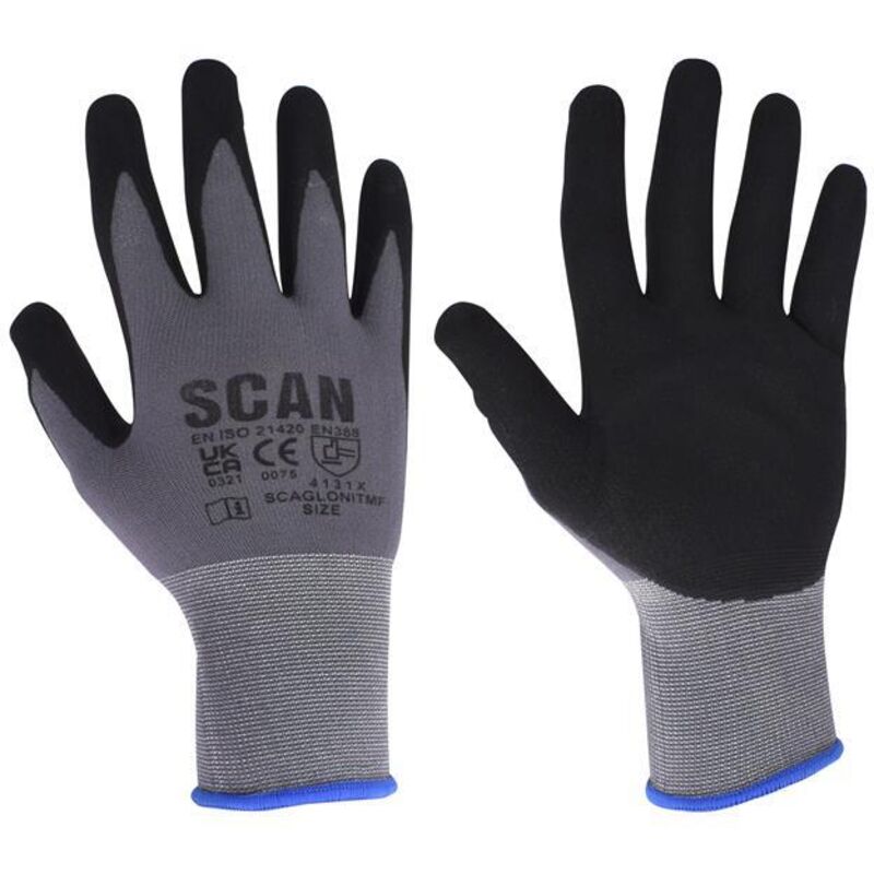 Scan - Breathable Microfoam Nitrile Gloves - m (Size 8) scaglonitmfm