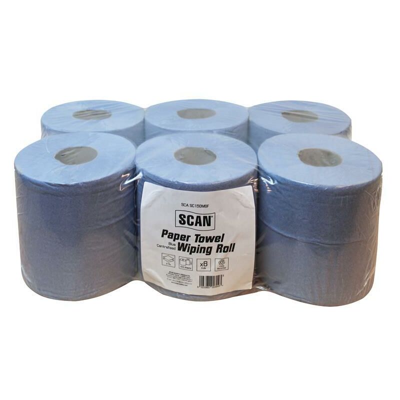Scan - C2B157F Paper Towel Wiping Roll 2-Ply 176mm x 150m (Pack 6) SCASC150M6F