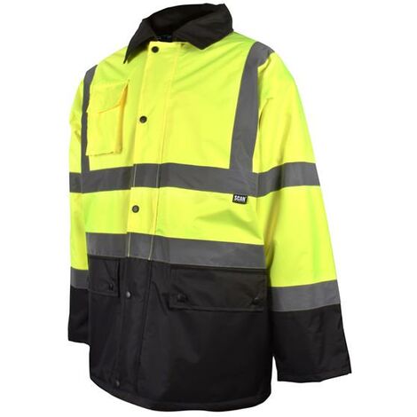 Scan SFJK81 Hi-Vis Yellow/Black Motorway Jacket Coat - XL (48in) SCAHVMJXLYB