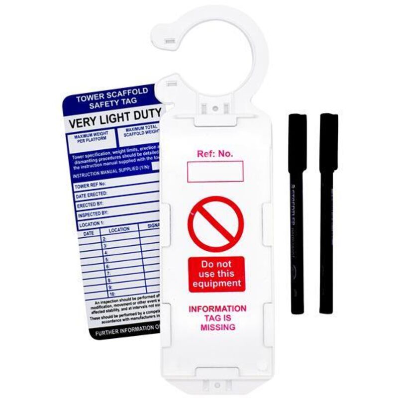 Tower Scaffold Safety Kit 10 ClawTag holders, 20 inserts, 2 pens