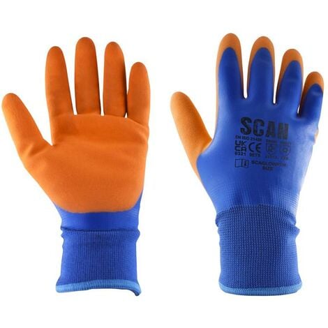 Scan Thermal Waterproof Latex Coated Gloves - XL (Size 10) SCAGLOWPTHXL