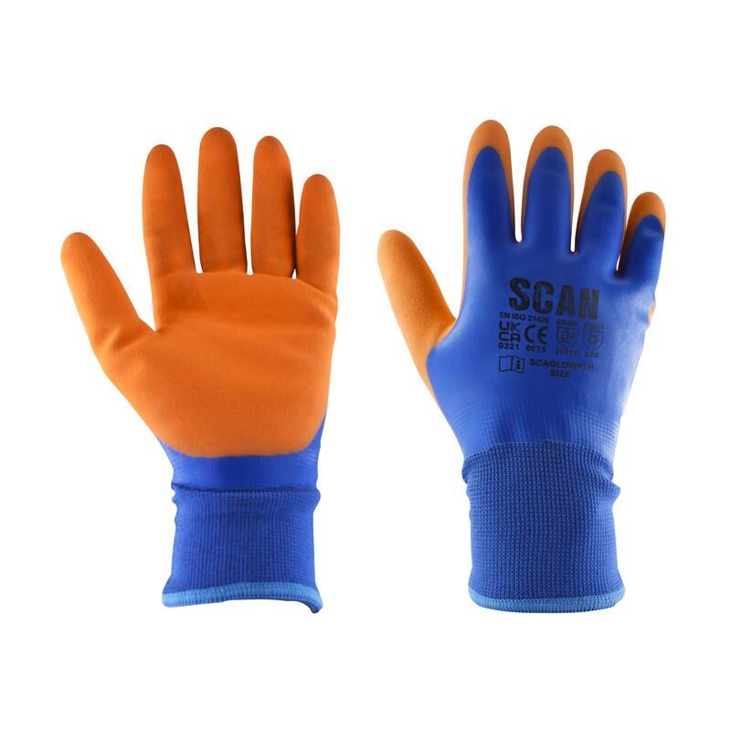 Scan Thermal Waterproof Latex Coated Gloves - M (Size 8) SCAGLOWPTHM