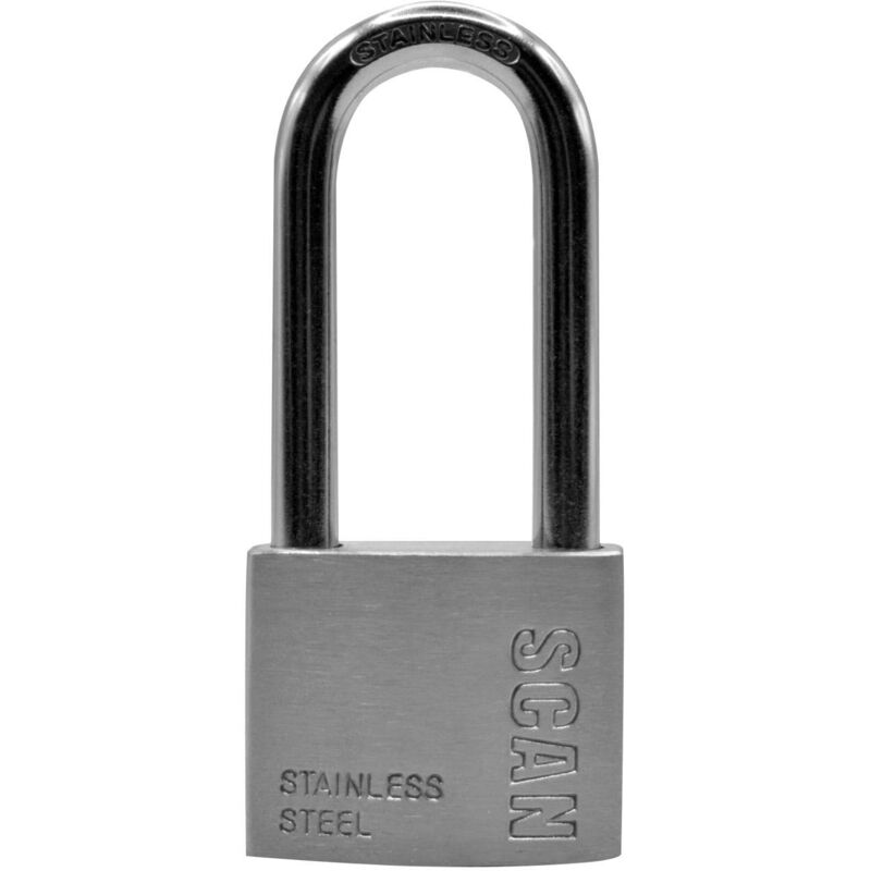 Scan - Stainless Steel Padlock 50mm Long Shackle Outdoor Applications SCAPLSS50LS