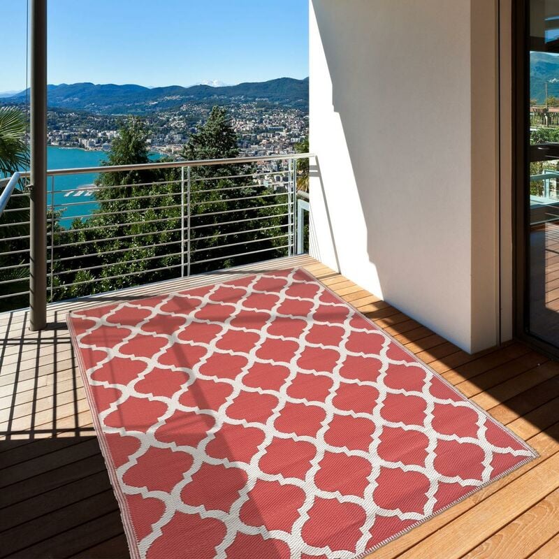 

Conjunto de alfombras al aire libre reversible en polipropileno rojo - Rouge