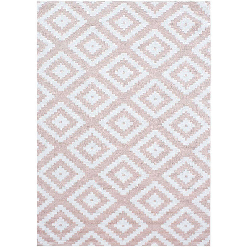 Plus - scandinave Tapis Nordic à Losanges (Rose - 160x230cm)