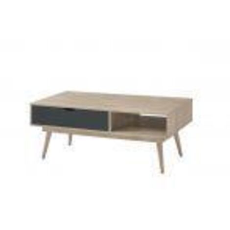 Scandinavian 1 Drawer Coffee Table Sonoma Oak & Dark Grey Storage Unit Wood