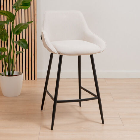 Industrial Bar Stool Beau Chenille Black - Furnwise