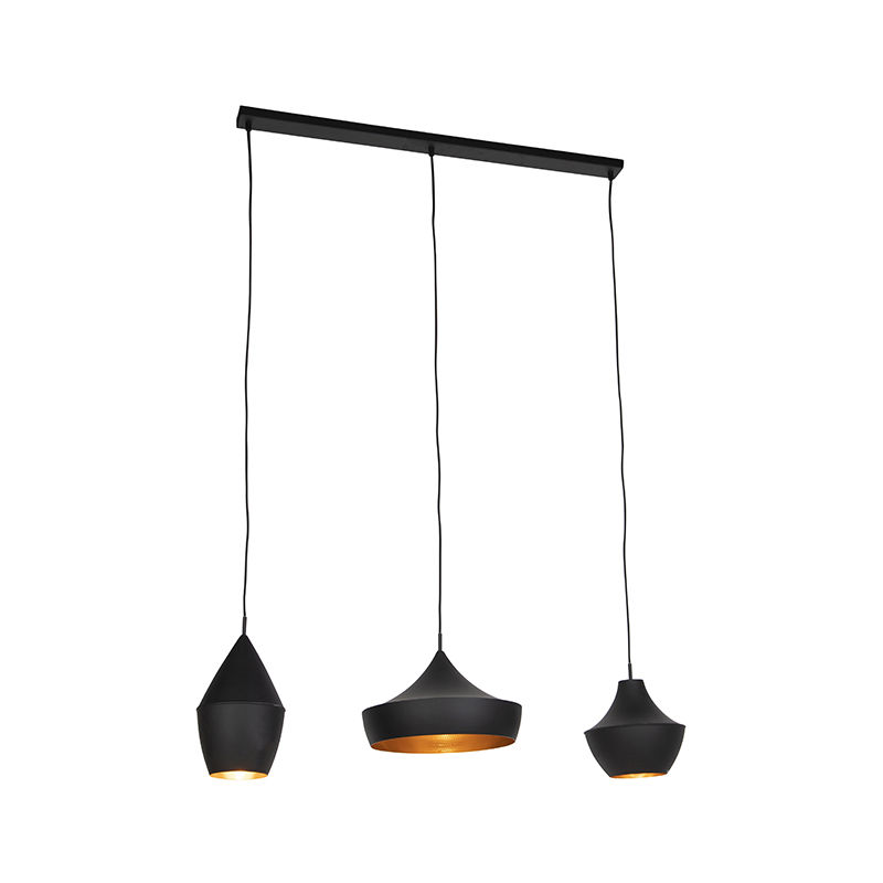 Scandinavian hanging lamp black with gold 3-lights - Depeche