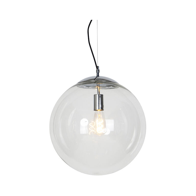 Scandinavian hanging lamp chrome with clear glass - Ball 40