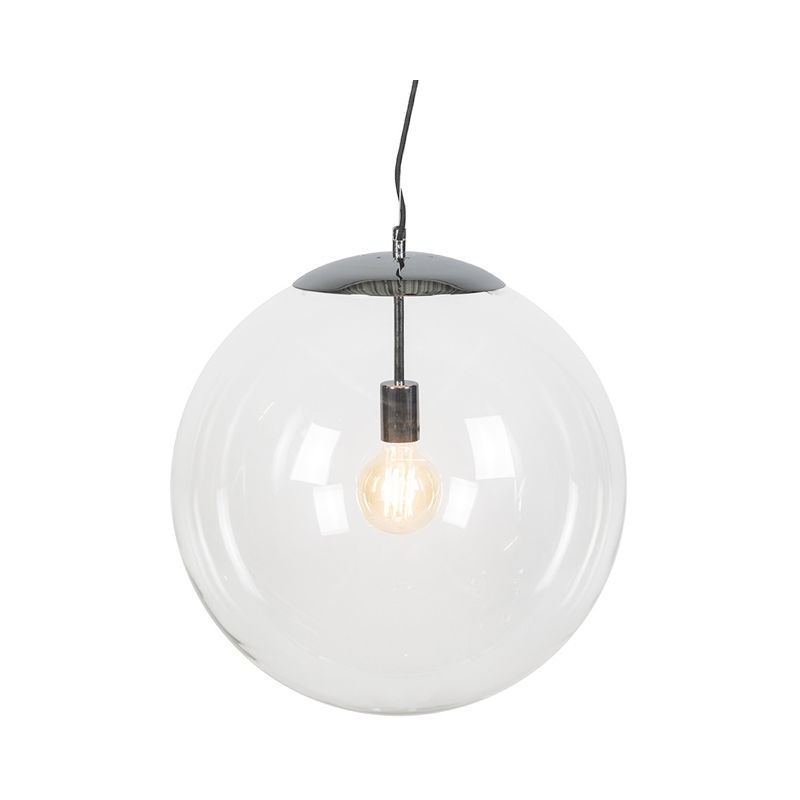 Modern Pendant Lamp Chrome with Glass Shade - Ball 50