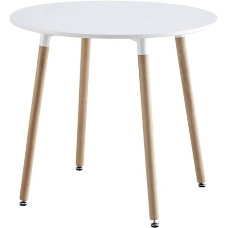 Scandinavian round dining table wood 2 seats, Hedvig, White, 80x80x73 cm