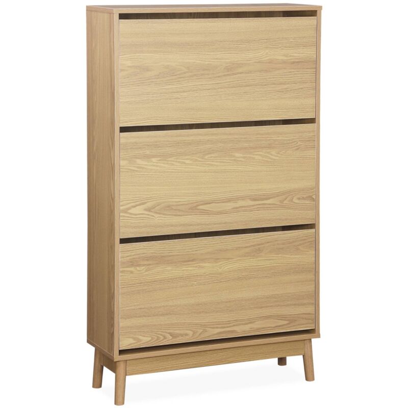 Sweeek - Scandi-style Shoe Cabinet With Wood Effct, Dune, Natural, 26x75x131 Cm