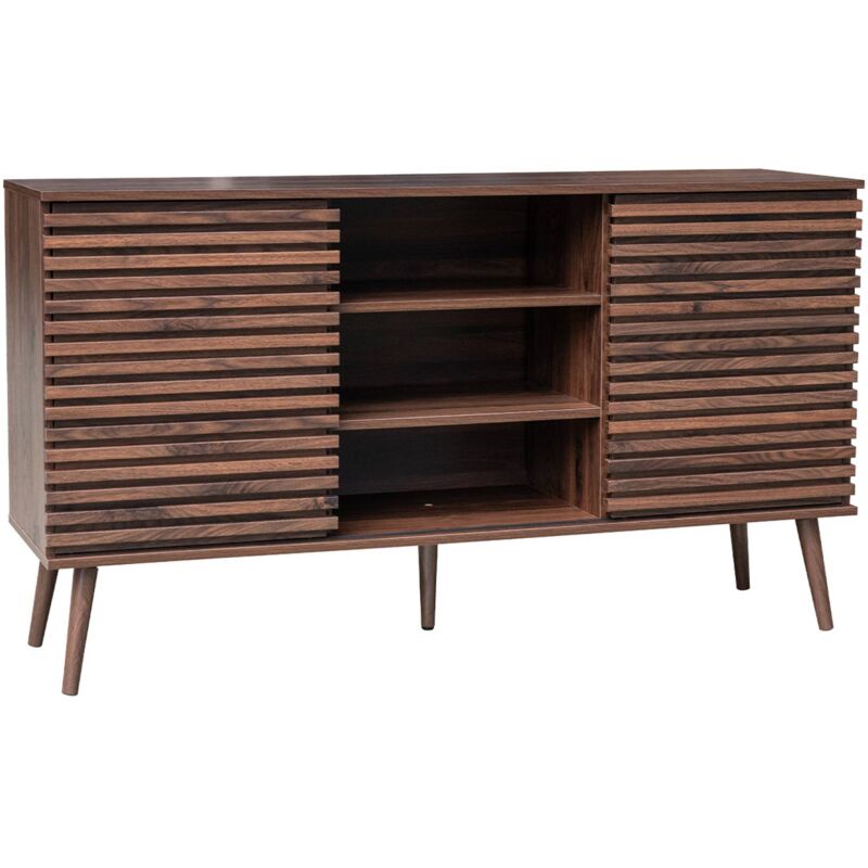 Sweeek - 140cm scandi-style sideboard with wooden effect, Madere, Walnut, 140x39x79 cm