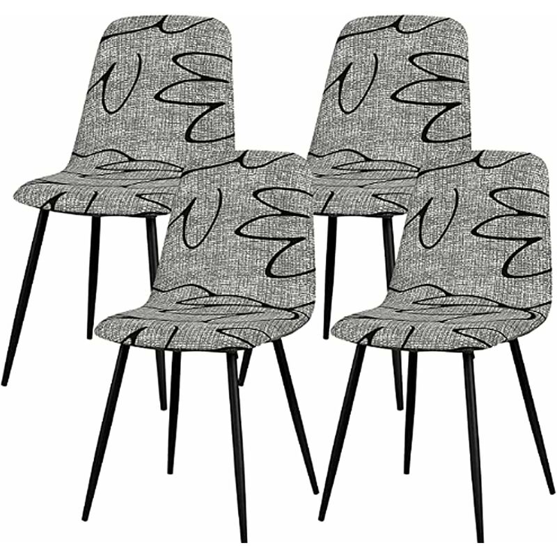 Hiasdfls - Scandinavian Stretch Chair Cover Set of 4 Modern Dining Chair Slipcover Washable Universal Kitchen Chair Cover Home Kitchen Decor,Grey