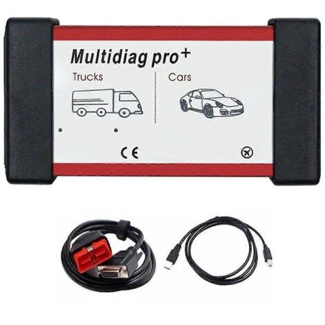 Scanner OBD2 Bluetooth avec relais, outil de diagnostic pour voiture et camion, noir et rouge.