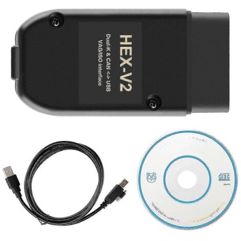 Scanner OBD2 VAG COM 22.3 HEX V2 USB pour Golf A6, Skoda, Seat Unlimited (VIN : ATMEGA162+16V8+FT232RQ)