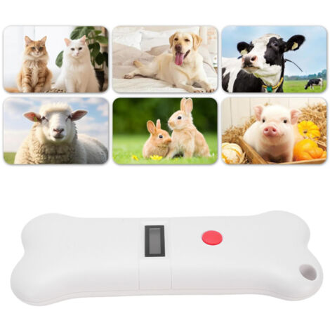 Scanner pour Chip Animal 134.2 kHz Lecteur Animal Mano Scanner Portable, 32 Data Storage ABS Blanc USB rechargeable 185mm