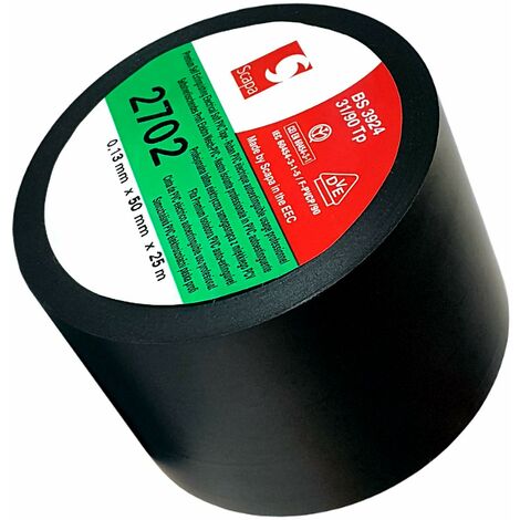 SCAPA 2702 Nastro Isolante PVC, 25m Lungh x 50mm Altezza, Nero, Confezioni da 48