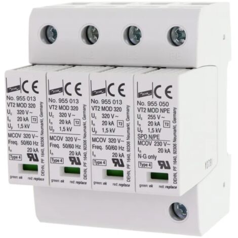 Scaricatore di sovratensione 20KA Tipo 2 3P+N C/AUX Dehn 955325