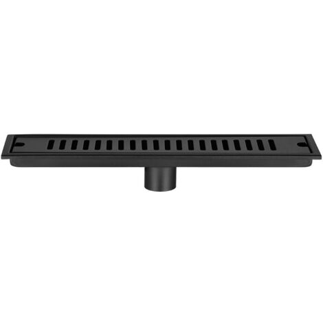 Scarico a pavimento rettangolare, 30 × 10 cm, in acciaio inox nero, con filtro, antiodore, adatto per l'uso in cucine, bagni e servizi igienici.