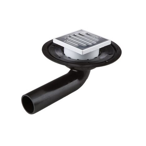 Scarico curvo per terrazzo DN 50 PE HD nero saldabile, regolabile H. 25 mm M697