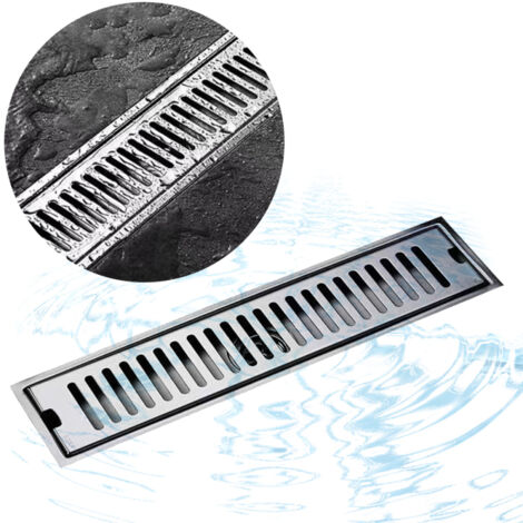 Scarico doccia lineare antiodore, acciaio inox 304, 50 cm, uscita 7,6 cm, griglia rimovibile, drenaggio rapido, rettangolare