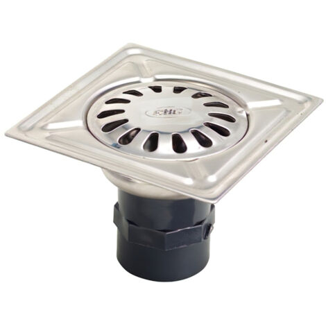 Scarico in acciaio inox 150x150 mm. Presa di corrente de 43 mm.