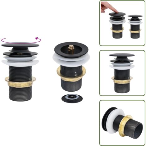 Scarico in ottone - vidaXL Scarico a Pressione senza Troppopieno Nero 6,4x6,4x9,1 cm - Scarico in zinco
