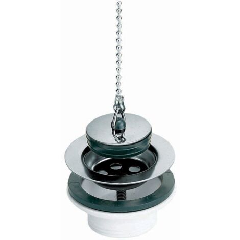 Scarico lavabo/bidet in PVC con griglia in acciaio inox, tappo e catena