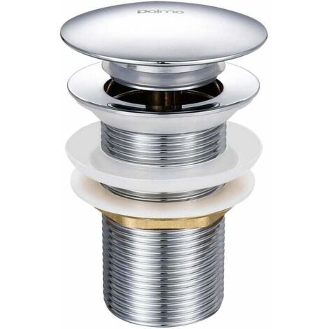 Scarico per lavabo a scomparsa senza troppopieno, scarico con valvola push open per lavabo in ottone, cromato G 1-1/4 - DDTP01TY