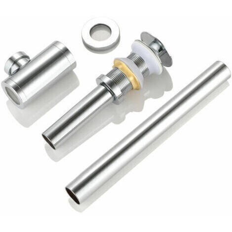 Scarico per lavabo da bagno con piletta a scomparsa senza troppopieno, set scarico e sifone, kit scarico automatico di design per lavabo in ottone massiccio, cromato