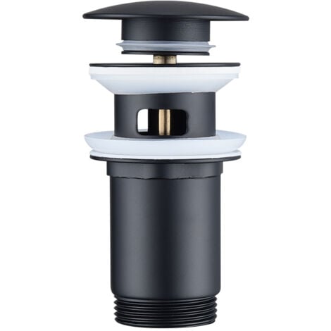 UBEEGOL Scarico per Lavabo Nero Scarico Pop-up con Troppo Pieno Automatico Universale per Lavabo Vasca da Bagno Attrezzato con Cestello-filtro