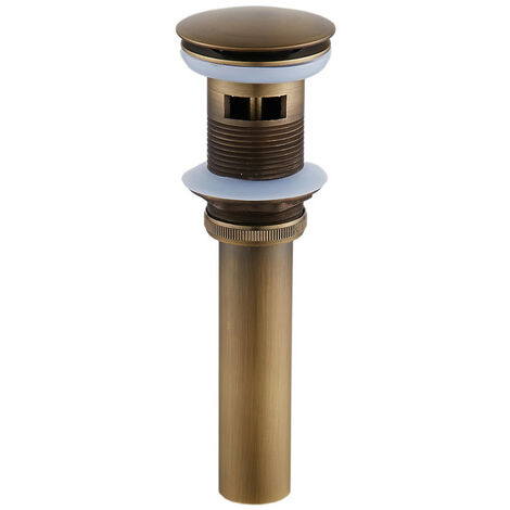 Scarico per lavello Pop Up Universale Antico Lavello retrò Bagno Antiblocco Resistente alla corrosione Scarico in ottone Grande rimbalzo perforato