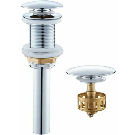 Scarico per lavello, scarico retrattile, scarico senza troppopieno, scarico universale per lavello, scarico per lavello in ottone cromato, filettatura da 1 1/4".