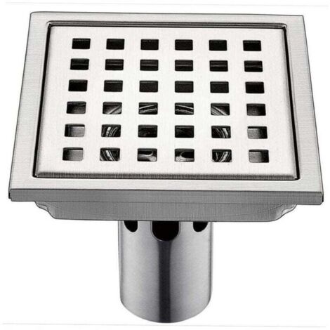 Scarico per pavimento doccia quadrato in acciaio inossidabile 304 da 15 x 15 cm, griglia per doccia in acciaio asciutto, scarico per pavimento, antiodore