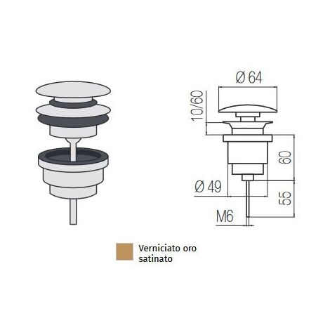 Scarico universale click-clack oro satinato DRA1 MG