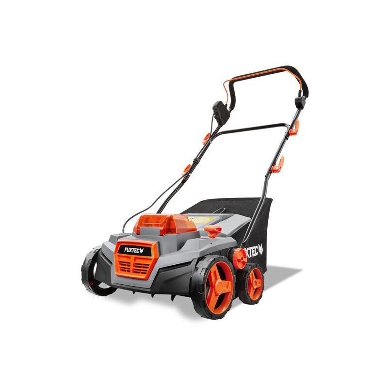 Fuxtec – Scarificateur électrique 40V FXE2VE38SET – 2-en-1 scarification et aération – Largeur de travail 38 cm – Profondeur réglable jusqu'à 12 mm – Bac 45L