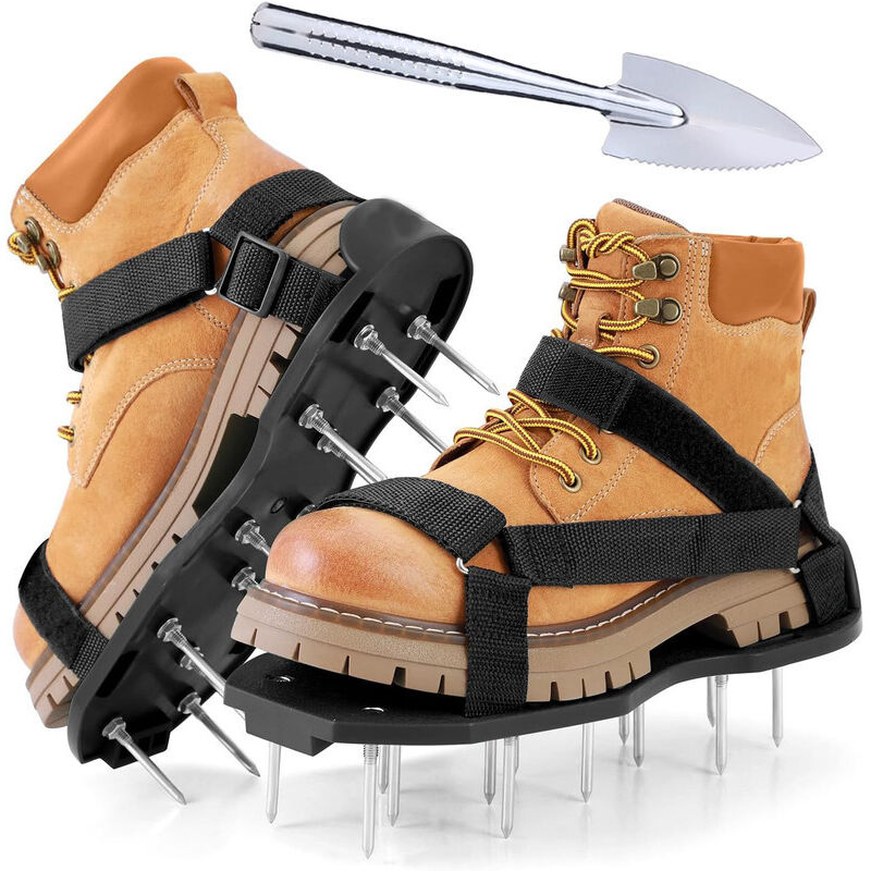 Scarificateur manuel - 2X Chaussure a Clou Ragreage avec Semelles et Pointes de 25 mm - Chaussure Gazon Réglables pour Aerateur Gazon, Travaux de