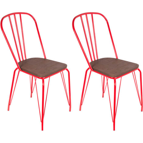 SCARLET - Lot de 2 Chaises Métalliques Rouges