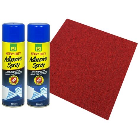 Scarlet Red Carpet Tiles 5m2 with 2 x Heavy Duty Carpet Adhesive Spray
