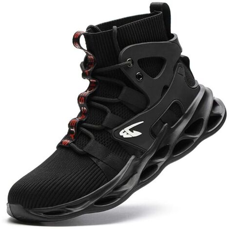 Scarpe antinfortunistiche alte e leggere da uomo e da donna, scarpe da ginnastica traspiranti S3, scarpe da lavoro con puntale in acciaio - nere, taglia 40EU, 25cm, AAFGVC